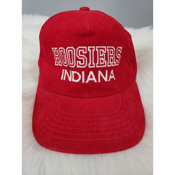 Indiana Other - Vintage Indiana Hoosiers Spellout SnapBack Corduroy Hat 80s Ncaa‎
